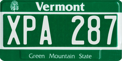 VT license plate XPA287