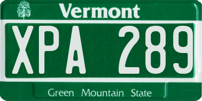 VT license plate XPA289