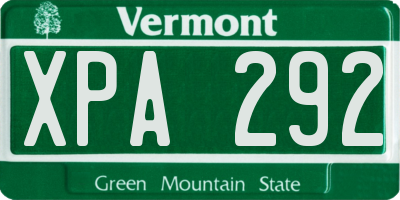 VT license plate XPA292