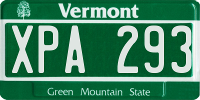 VT license plate XPA293