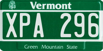 VT license plate XPA296