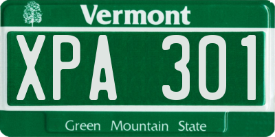 VT license plate XPA301