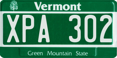 VT license plate XPA302