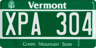 VT license plate XPA304