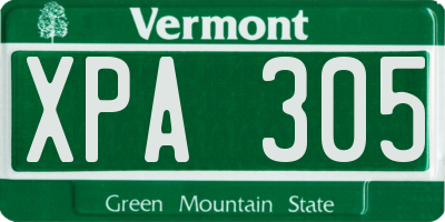 VT license plate XPA305