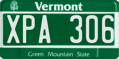 VT license plate XPA306