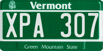 VT license plate XPA307