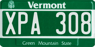 VT license plate XPA308