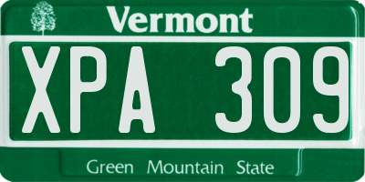VT license plate XPA309