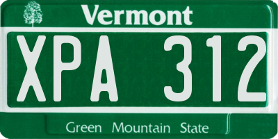 VT license plate XPA312