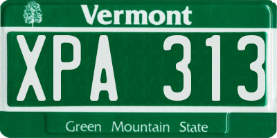 VT license plate XPA313