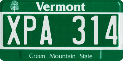 VT license plate XPA314