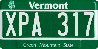 VT license plate XPA317