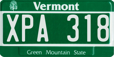 VT license plate XPA318