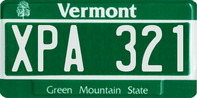 VT license plate XPA321