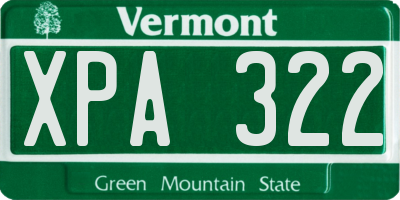 VT license plate XPA322