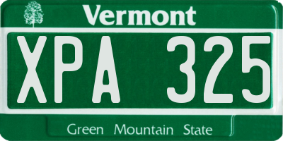 VT license plate XPA325