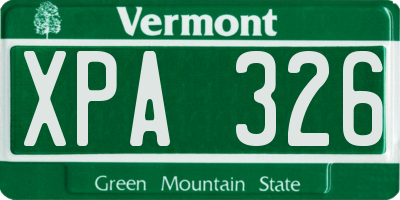 VT license plate XPA326