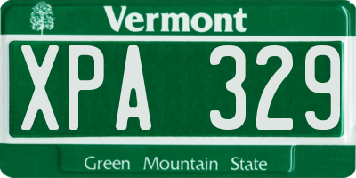 VT license plate XPA329