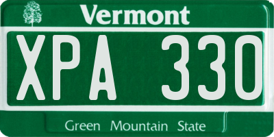 VT license plate XPA330