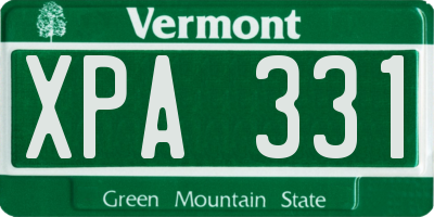 VT license plate XPA331