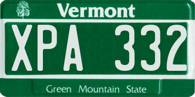 VT license plate XPA332