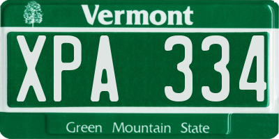 VT license plate XPA334