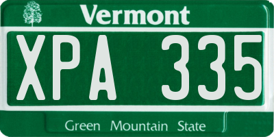 VT license plate XPA335