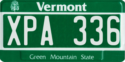 VT license plate XPA336