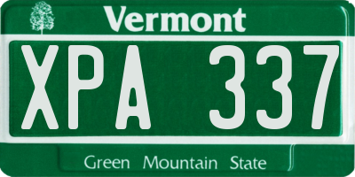 VT license plate XPA337