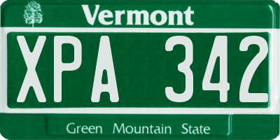 VT license plate XPA342