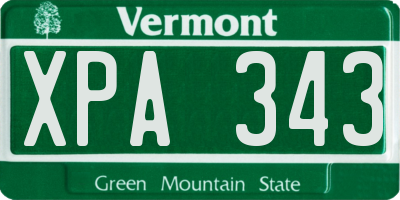 VT license plate XPA343