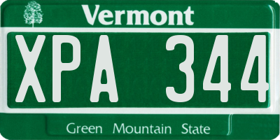 VT license plate XPA344