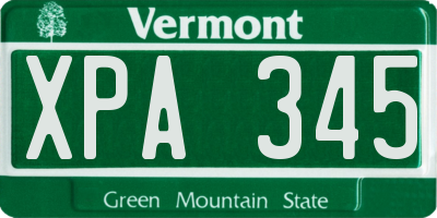 VT license plate XPA345