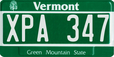 VT license plate XPA347