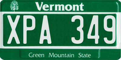 VT license plate XPA349
