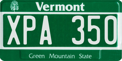 VT license plate XPA350
