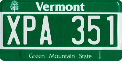 VT license plate XPA351