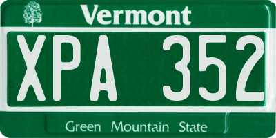 VT license plate XPA352