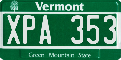 VT license plate XPA353