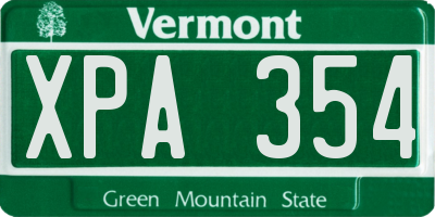 VT license plate XPA354