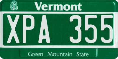 VT license plate XPA355