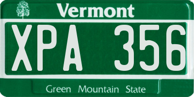 VT license plate XPA356