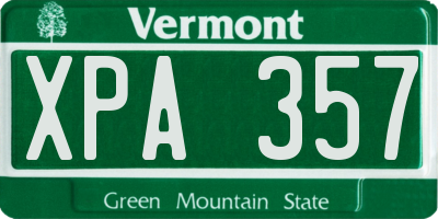 VT license plate XPA357