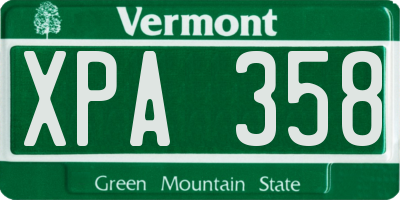 VT license plate XPA358