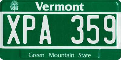 VT license plate XPA359