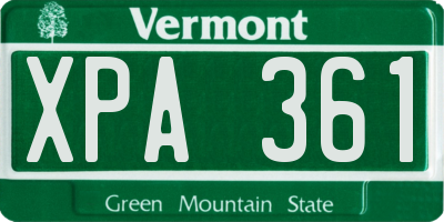 VT license plate XPA361