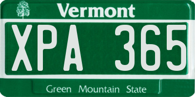 VT license plate XPA365