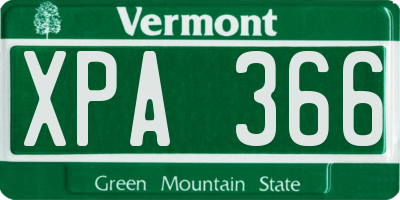 VT license plate XPA366