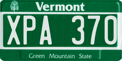 VT license plate XPA370